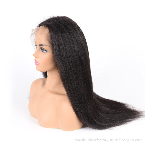 High Quality Low Price Salable  Indian Yaki Straight Virgin Human Hair Lace Front Wig For Black Women